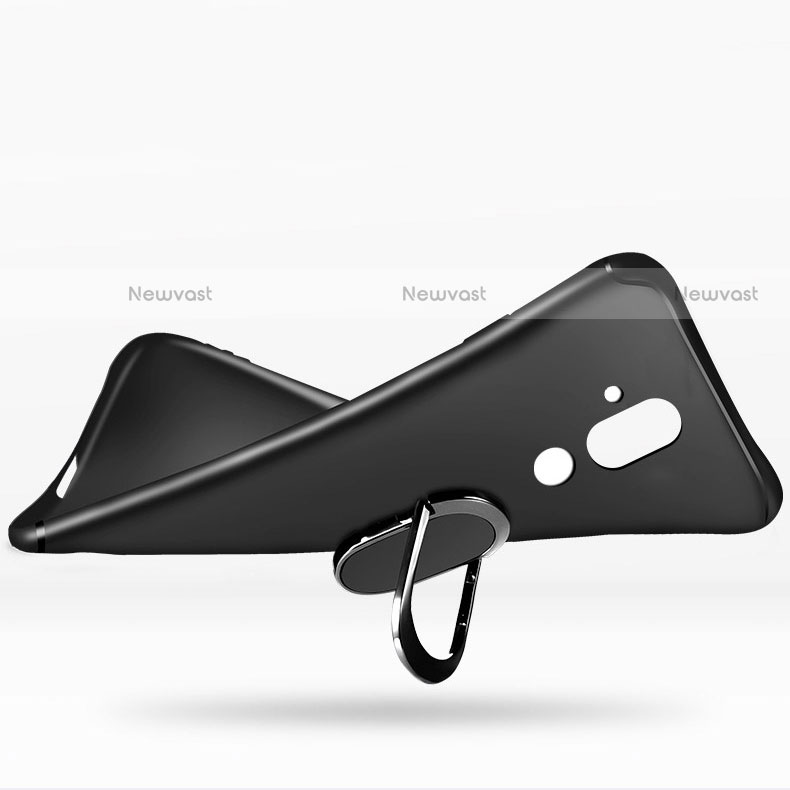 Ultra-thin Silicone Gel Soft Case with Magnetic Finger Ring Stand for Huawei Maimang 7 Black