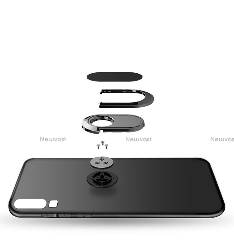 Ultra-thin Silicone Gel Soft Case with Magnetic Finger Ring Stand for Huawei P30 Black