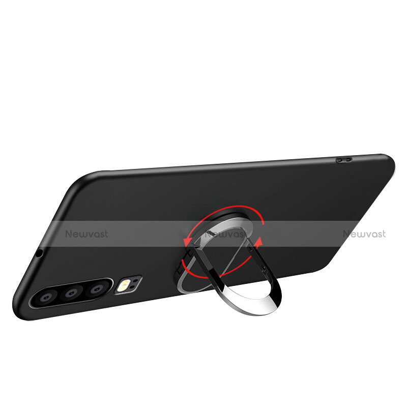 Ultra-thin Silicone Gel Soft Case with Magnetic Finger Ring Stand for Huawei P30 Black