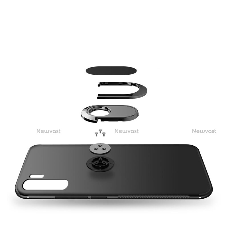 Ultra-thin Silicone Gel Soft Case with Magnetic Finger Ring Stand for Huawei P30 Pro Black