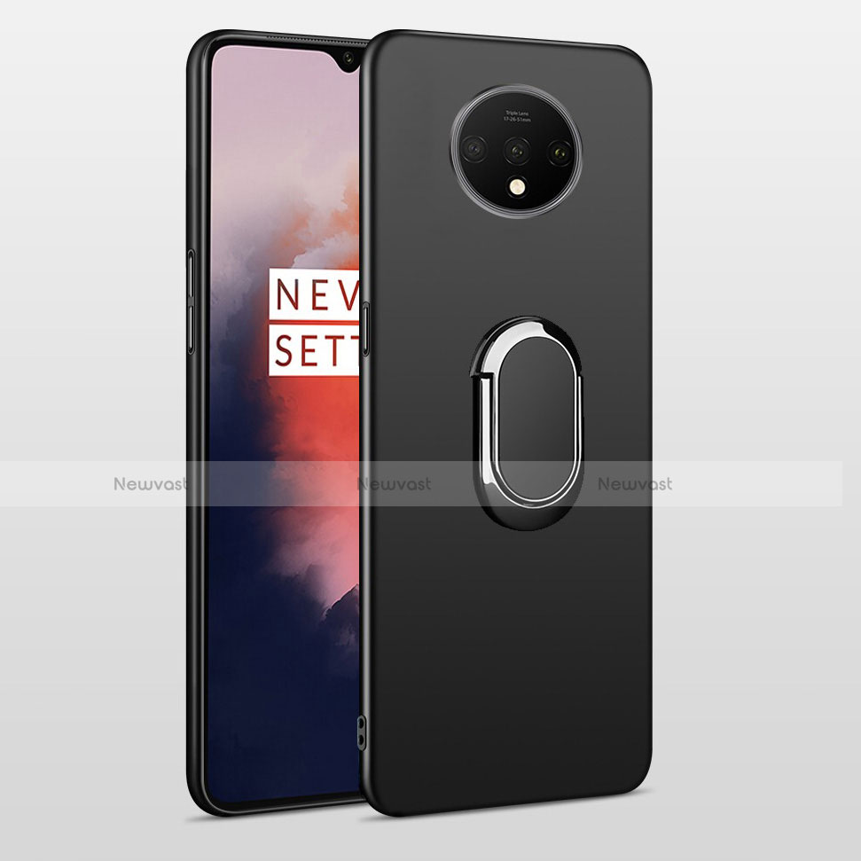 Ultra-thin Silicone Gel Soft Case with Magnetic Finger Ring Stand for OnePlus 7T Black