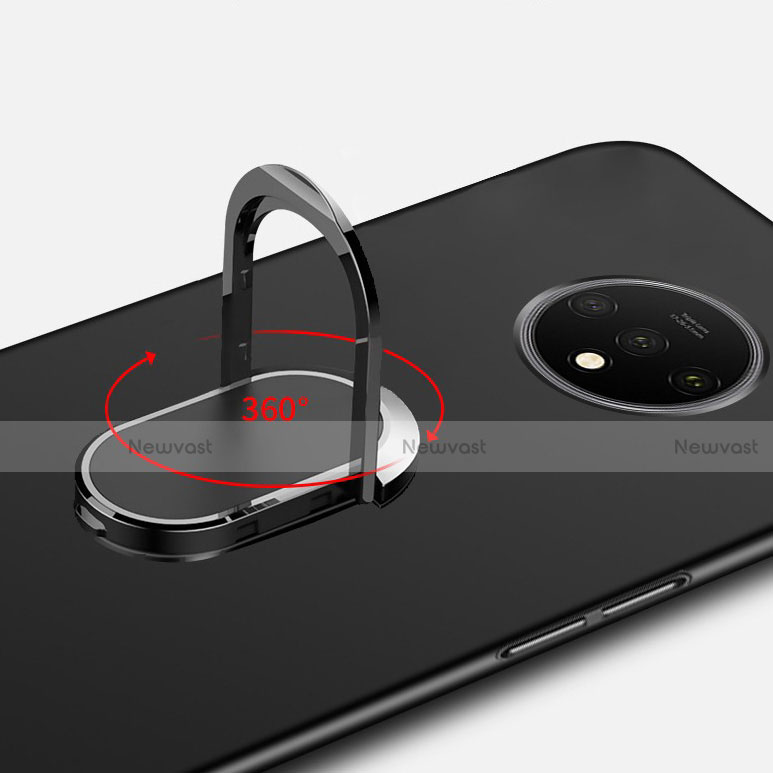 Ultra-thin Silicone Gel Soft Case with Magnetic Finger Ring Stand for OnePlus 7T Black