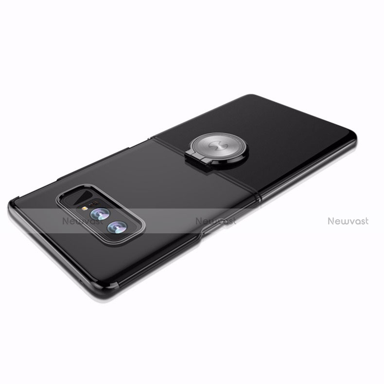 Ultra-thin Silicone Gel Soft Case with Magnetic Finger Ring Stand for Samsung Galaxy Note 8 Black