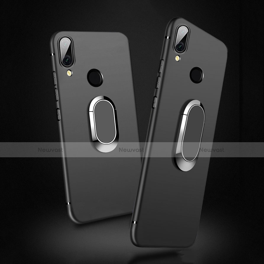 Ultra-thin Silicone Gel Soft Case with Magnetic Finger Ring Stand for Xiaomi Redmi 7 Black