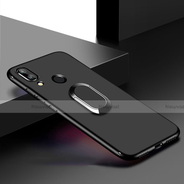 Ultra-thin Silicone Gel Soft Case with Magnetic Finger Ring Stand for Xiaomi Redmi 7 Black