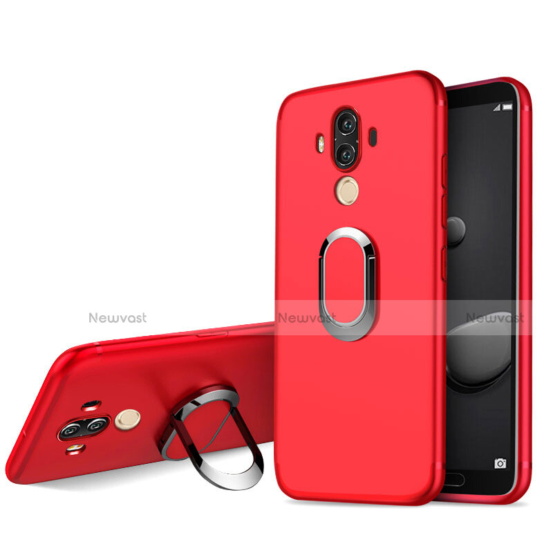 Ultra-thin Silicone Gel Soft Cover with Finger Ring Stand for Huawei Mate 10 Pro Red
