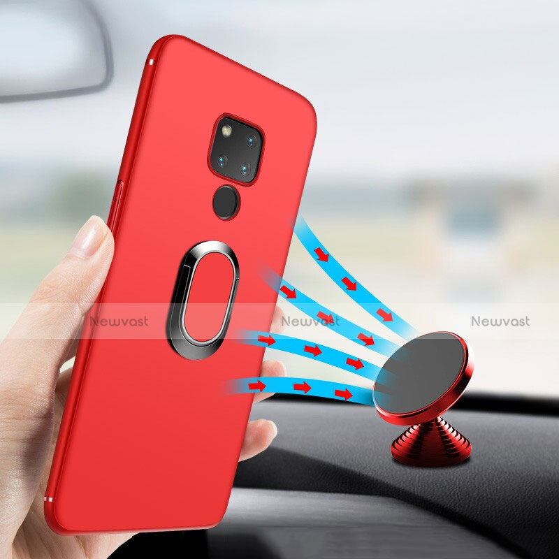 Ultra-thin Silicone Gel Soft Cover with Magnetic Finger Ring Stand for Huawei Mate 20 X Red