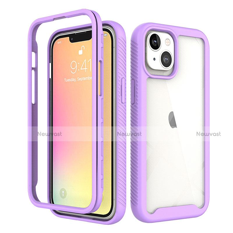 Ultra-thin Silicone Gel Soft Matte Finish Front and Back Case 360 Degrees Cover for Apple iPhone 13 Mini Purple