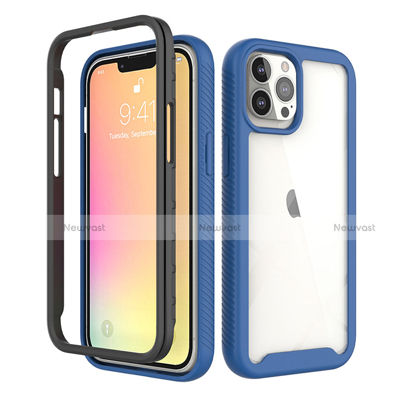 Ultra-thin Silicone Gel Soft Matte Finish Front and Back Case 360 Degrees Cover for Apple iPhone 13 Pro Blue