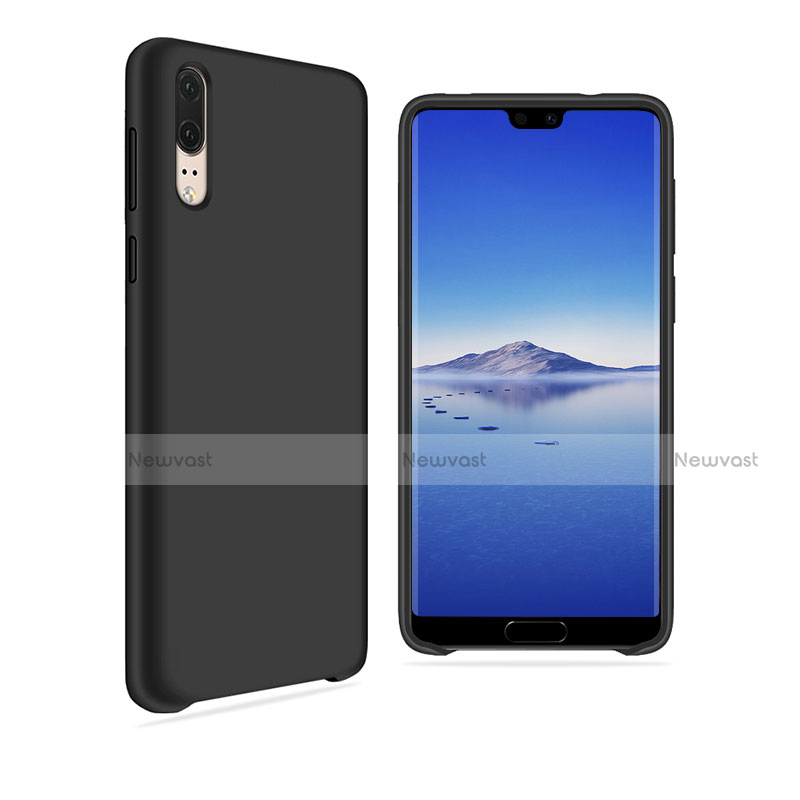 Ultra-thin Silicone Gel Soft Matte Finish Front and Back Case 360 Degrees Cover for Huawei P20 Black