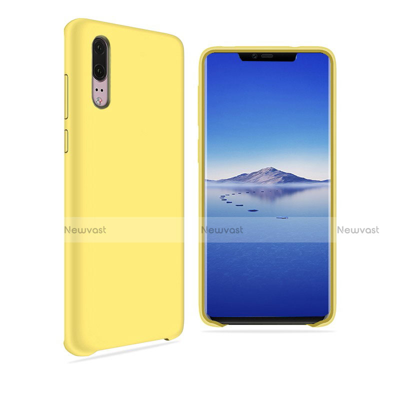 Ultra-thin Silicone Gel Soft Matte Finish Front and Back Case 360 Degrees Cover for Huawei P20 Yellow