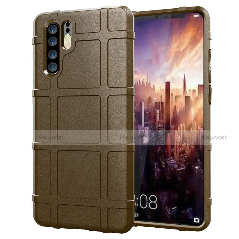 Ultra-thin Silicone Gel Soft Matte Finish Front and Back Case 360 Degrees Cover for Huawei P30 Pro Brown