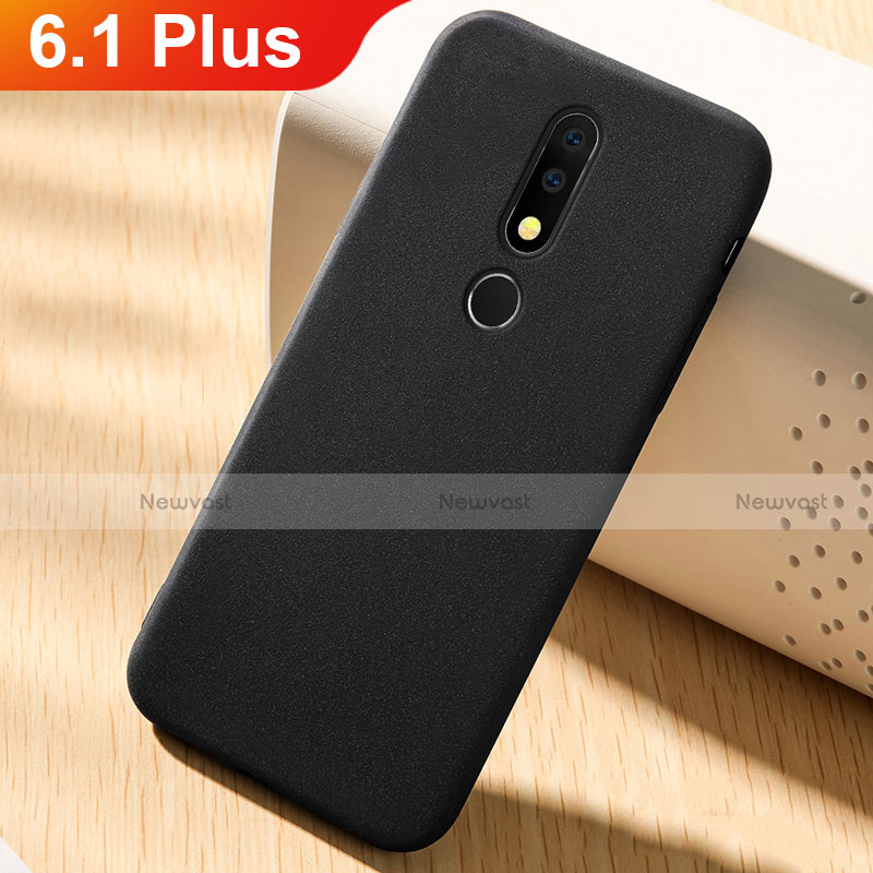 Ultra-thin Silicone Gel Soft Matte Finish Front and Back Case 360 Degrees Cover for Nokia 6.1 Plus Black