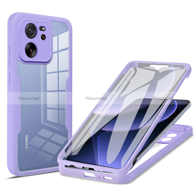 Ultra-thin Silicone Gel Soft Matte Finish Front and Back Case 360 Degrees Cover for Xiaomi Mi 13T Pro 5G Clove Purple