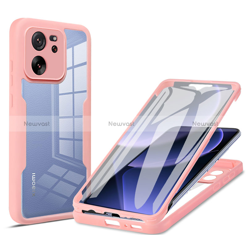 Ultra-thin Silicone Gel Soft Matte Finish Front and Back Case 360 Degrees Cover for Xiaomi Mi 13T Pro 5G Pink