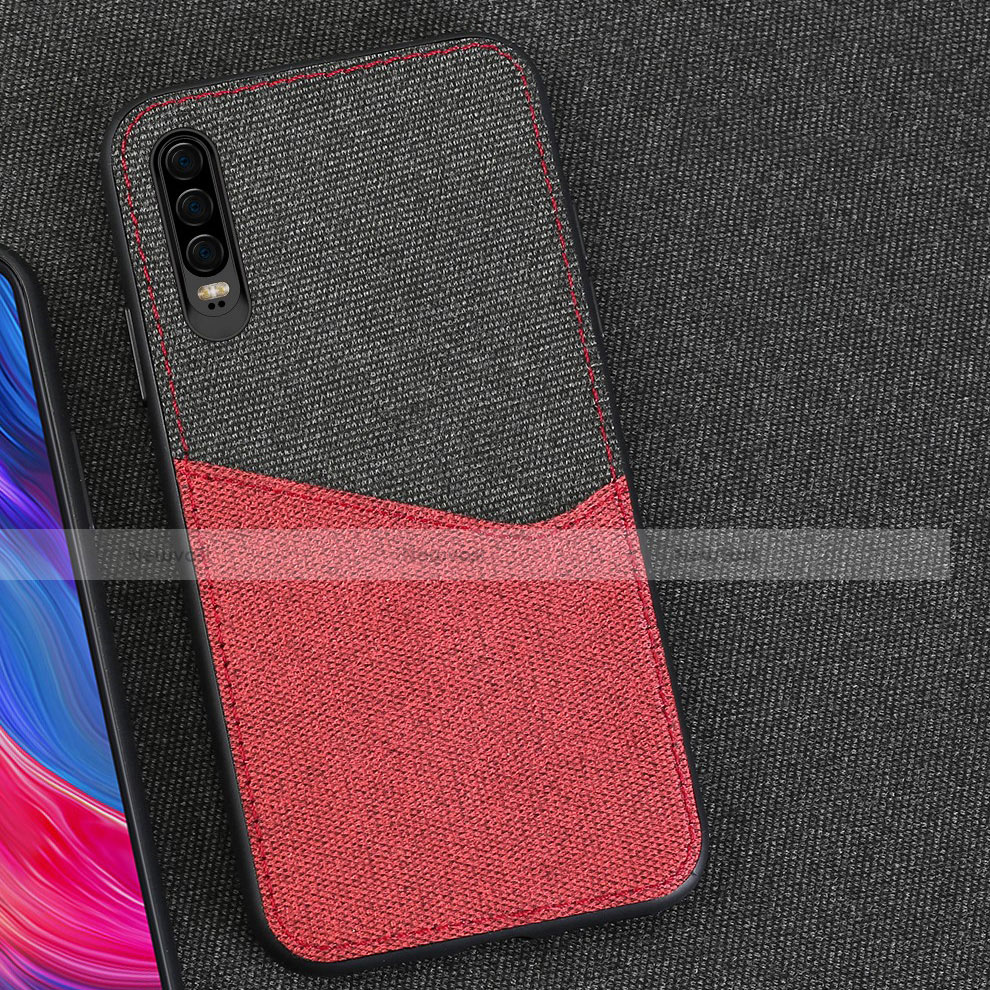 Ultra-thin Silicone Gel Soft Matte Finish Front and Back Case 360 Degrees Cover M01 for Huawei P30 Red and Black