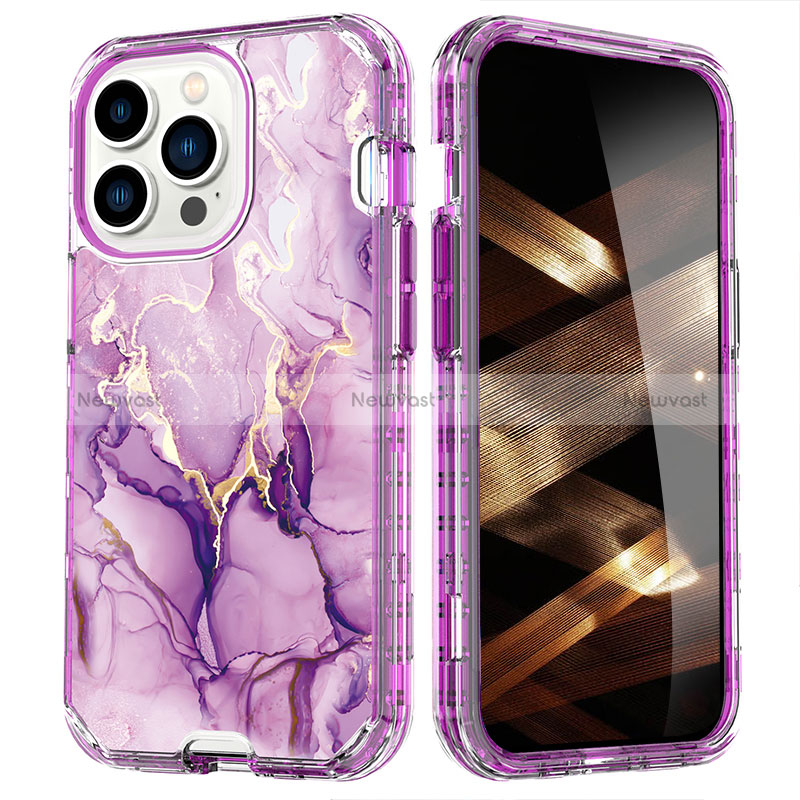 Ultra-thin Silicone Gel Soft Matte Finish Front and Back Case 360 Degrees Cover YJ1 for Apple iPhone 14 Pro Max Purple