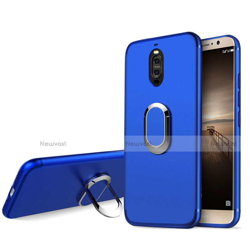 Ultra-thin Silicone TPU Soft Case with Finger Ring Stand for Huawei Mate 9 Pro Blue