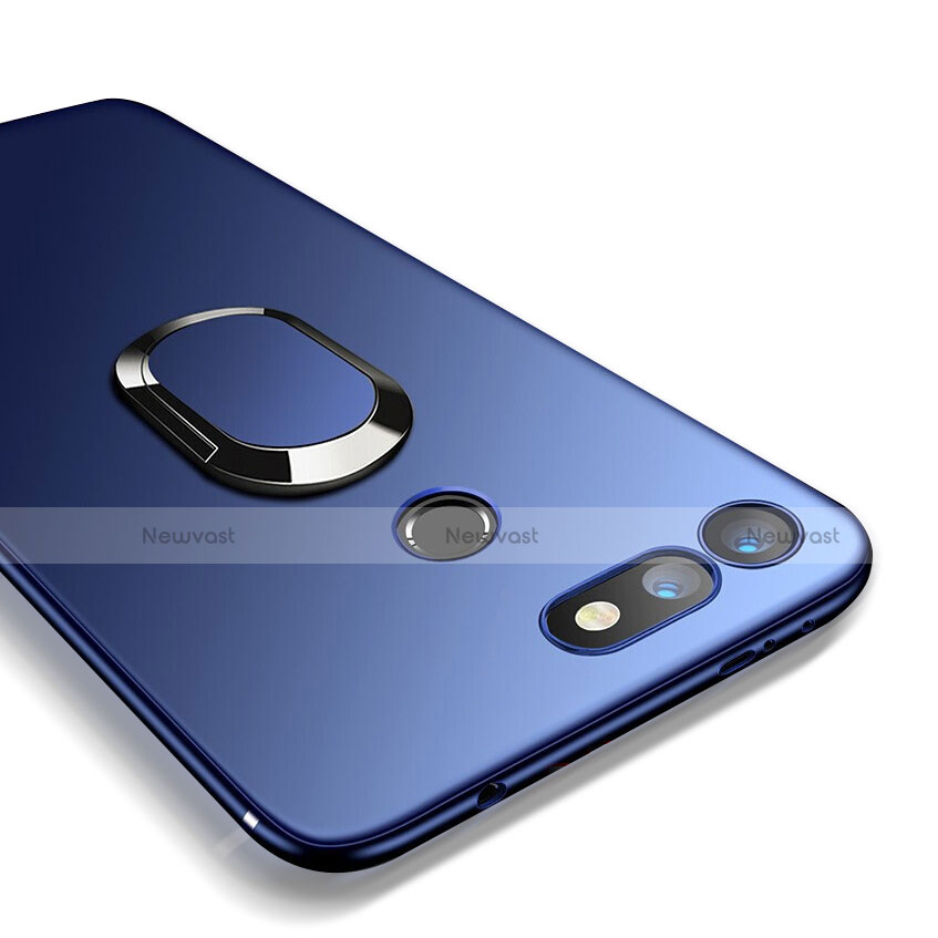 Ultra-thin Silicone TPU Soft Case with Magnetic Finger Ring Stand for Huawei Honor View 20 Blue