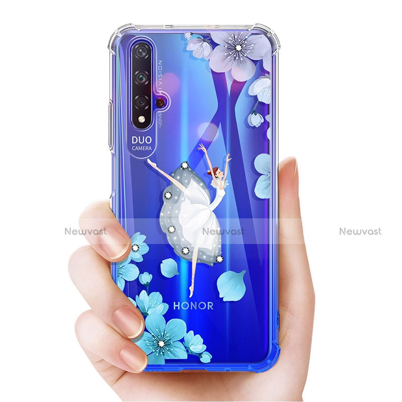Ultra-thin Transparent Flowers Soft Case Cover for Huawei Honor 20S