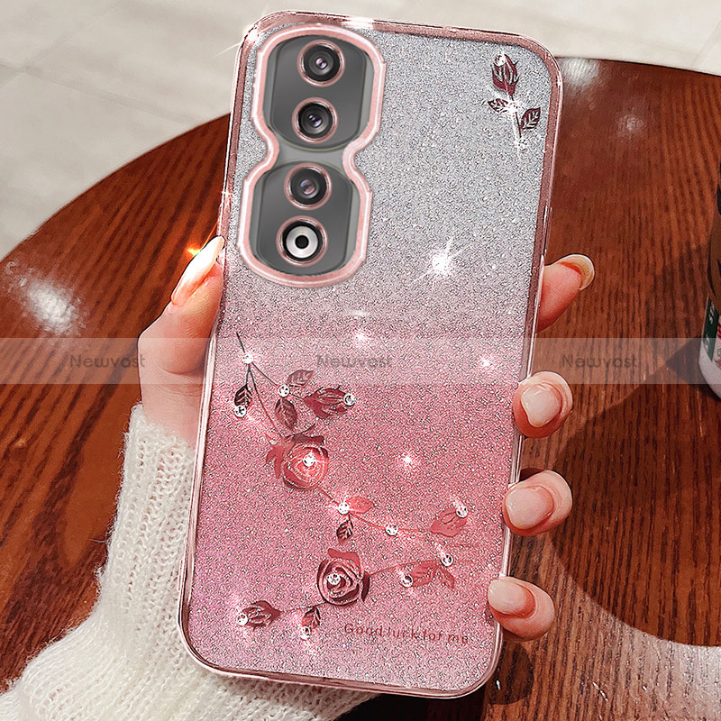 Ultra-thin Transparent Flowers Soft Case Cover for Huawei Honor 90 5G