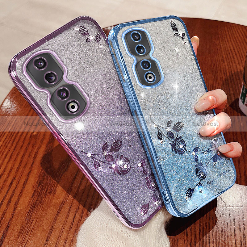 Ultra-thin Transparent Flowers Soft Case Cover for Huawei Honor 90 5G