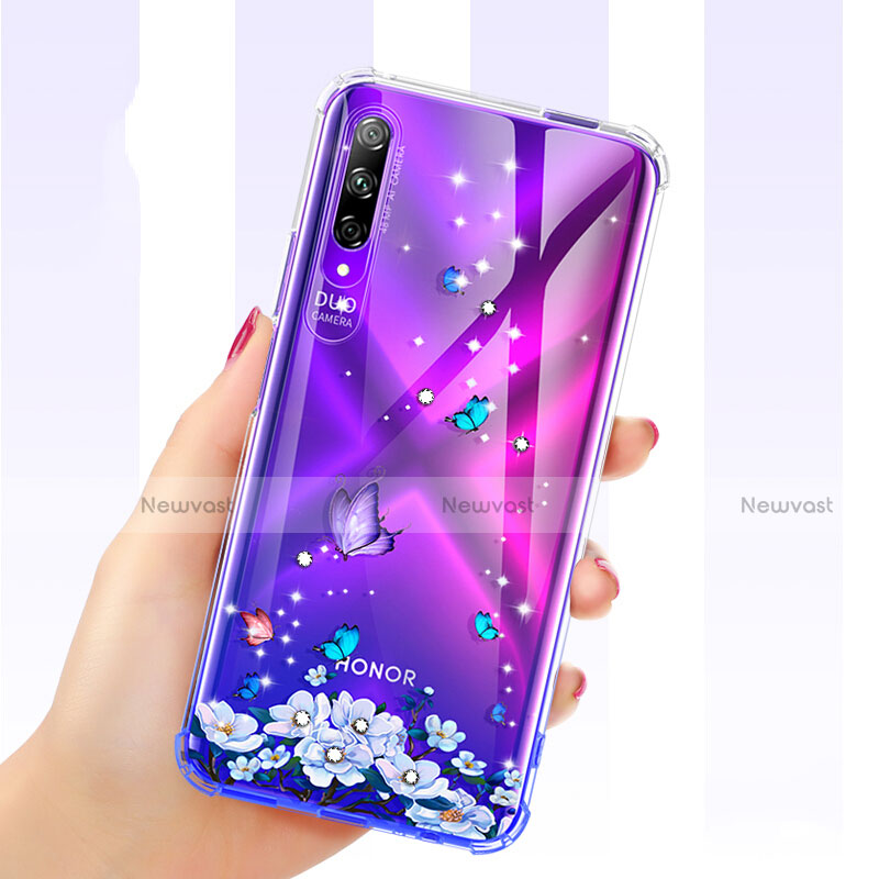 Ultra-thin Transparent Flowers Soft Case Cover for Huawei Honor 9X Pro Purple