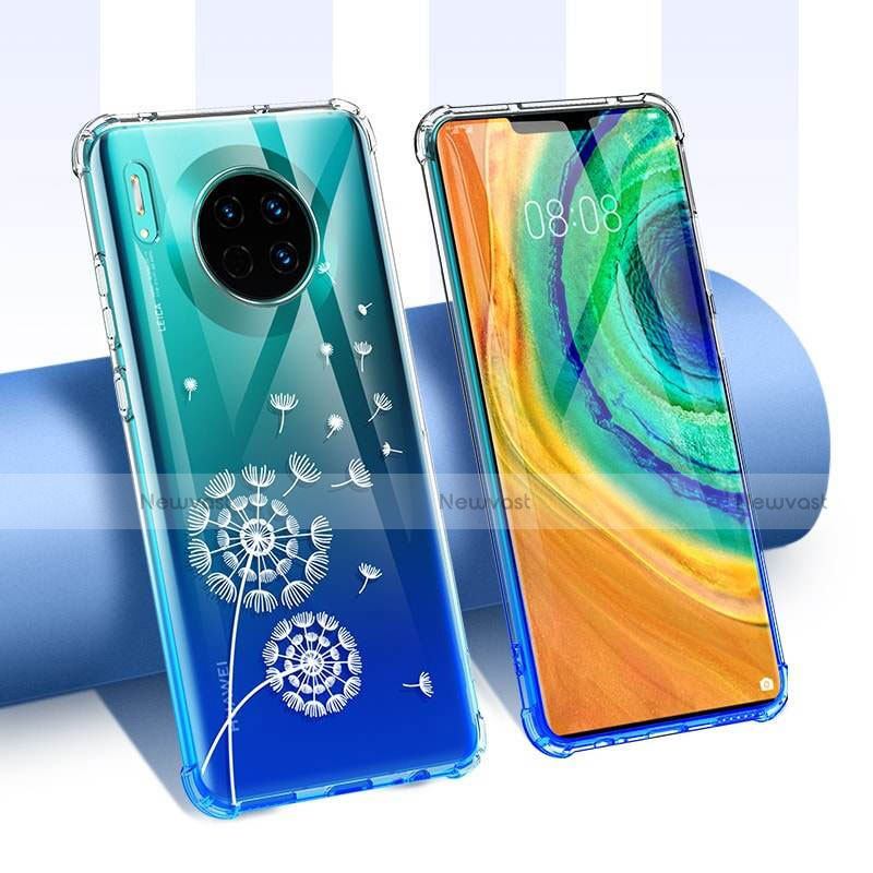 Ultra-thin Transparent Flowers Soft Case Cover for Huawei Mate 30 Pro 5G