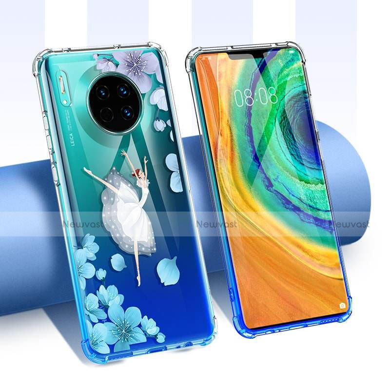 Ultra-thin Transparent Flowers Soft Case Cover for Huawei Mate 30E Pro 5G