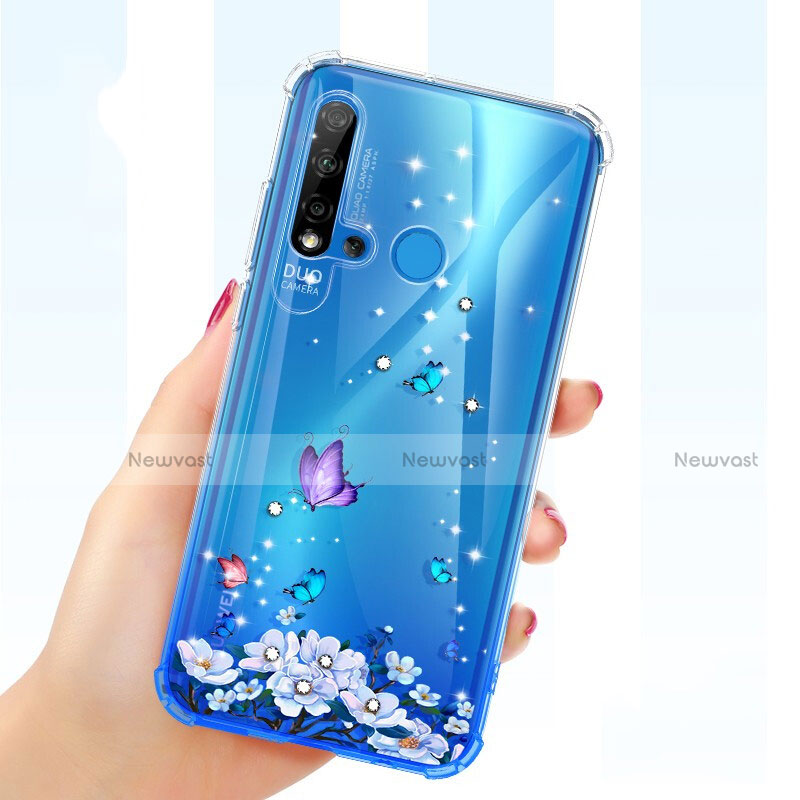 Ultra-thin Transparent Flowers Soft Case Cover for Huawei Nova 5i