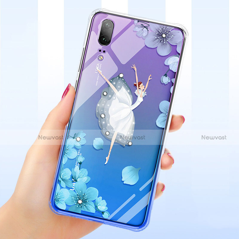 Ultra-thin Transparent Flowers Soft Case Cover for Huawei P20