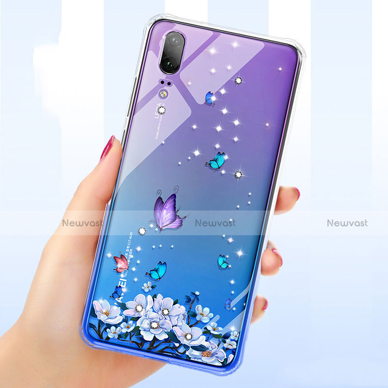 Ultra-thin Transparent Flowers Soft Case Cover for Huawei P20