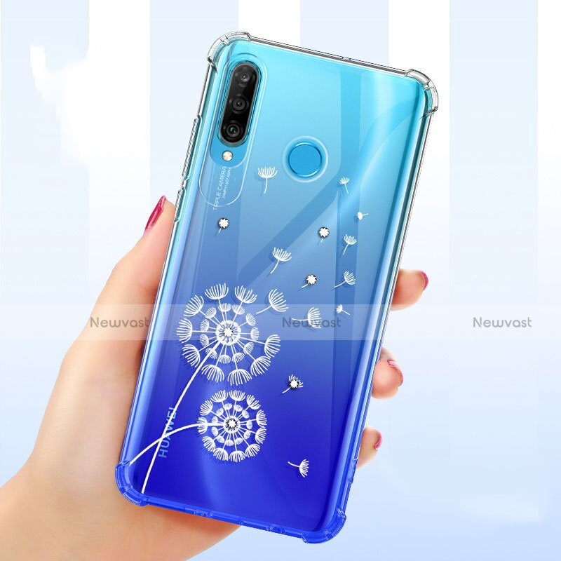Ultra-thin Transparent Flowers Soft Case Cover for Huawei P30 Lite New Edition White