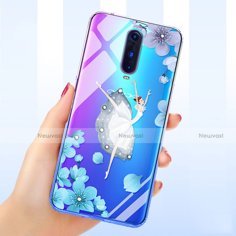 Ultra-thin Transparent Flowers Soft Case Cover for Oppo R17 Pro White