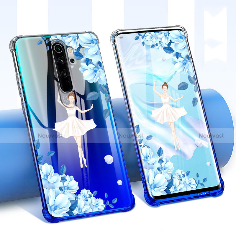 Ultra-thin Transparent Flowers Soft Case Cover for Xiaomi Redmi Note 8 Pro White