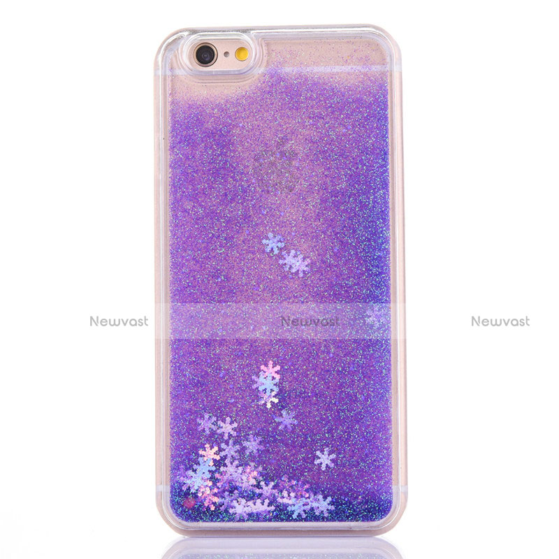 Ultra-thin Transparent Flowers Soft Case Cover T01 for Apple iPhone 6S Plus Purple