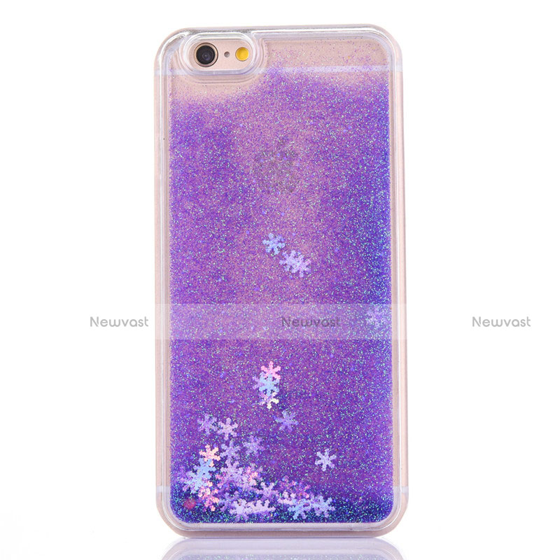 Ultra-thin Transparent Flowers Soft Case Cover T01 for Apple iPhone 6S Purple