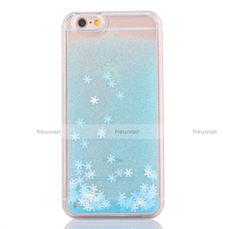 Ultra-thin Transparent Flowers Soft Case Cover T01 for Apple iPhone 6S Sky Blue