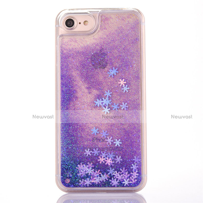 Ultra-thin Transparent Flowers Soft Case Cover T01 for Apple iPhone 7 Purple