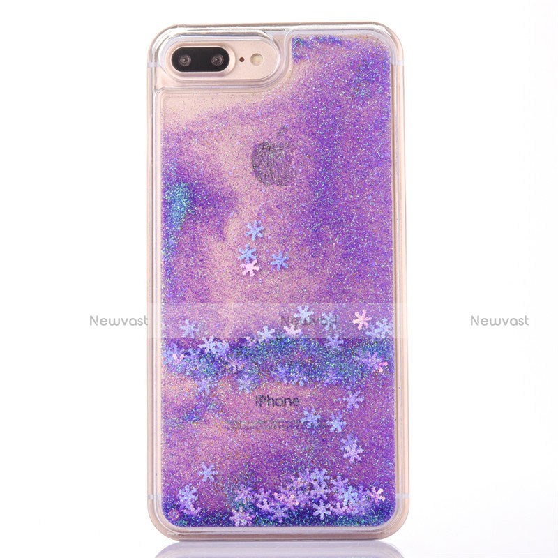 Ultra-thin Transparent Flowers Soft Case Cover T01 for Apple iPhone 8 Plus Purple