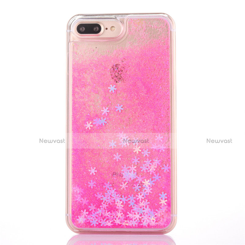 Ultra-thin Transparent Flowers Soft Case Cover T01 for Apple iPhone 8 Plus Red