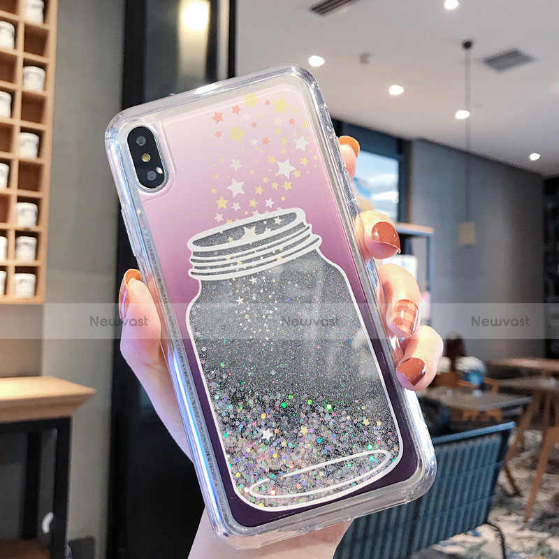 Ultra-thin Transparent Flowers Soft Case Cover T01 for Apple iPhone Xs Gray