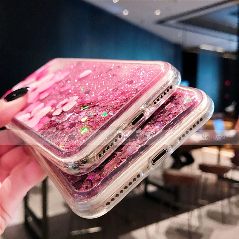 Ultra-thin Transparent Flowers Soft Case Cover T01 for Apple iPhone Xs Pink