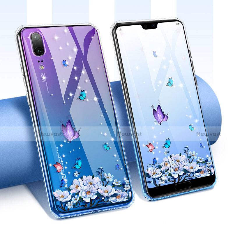 Ultra-thin Transparent Flowers Soft Case Cover T01 for Huawei P20
