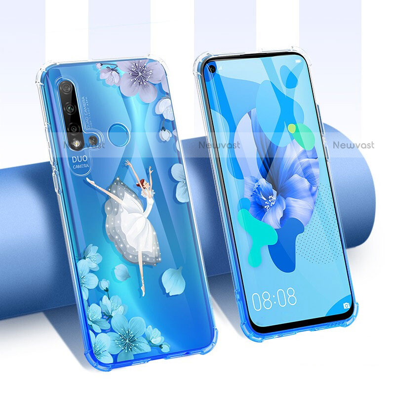 Ultra-thin Transparent Flowers Soft Case Cover T01 for Huawei P20 Lite (2019)