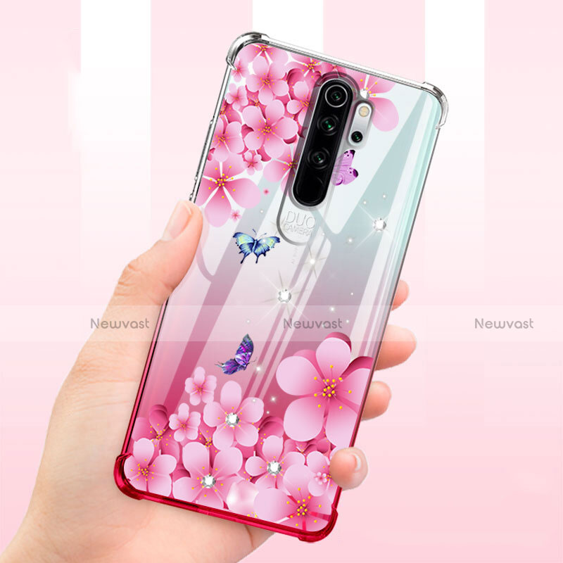 Ultra-thin Transparent Flowers Soft Case Cover T01 for Xiaomi Redmi Note 8 Pro