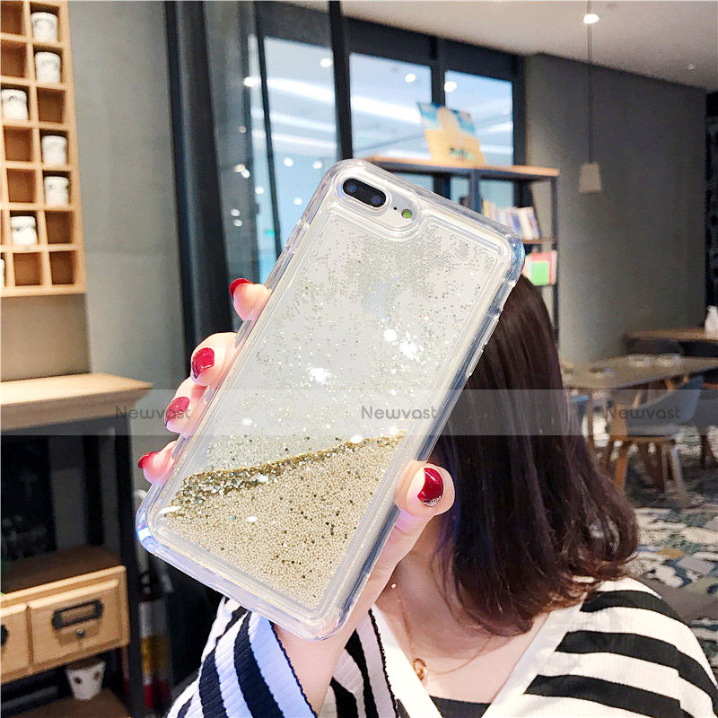 Ultra-thin Transparent Flowers Soft Case Cover T02 for Apple iPhone 8 Plus Gold
