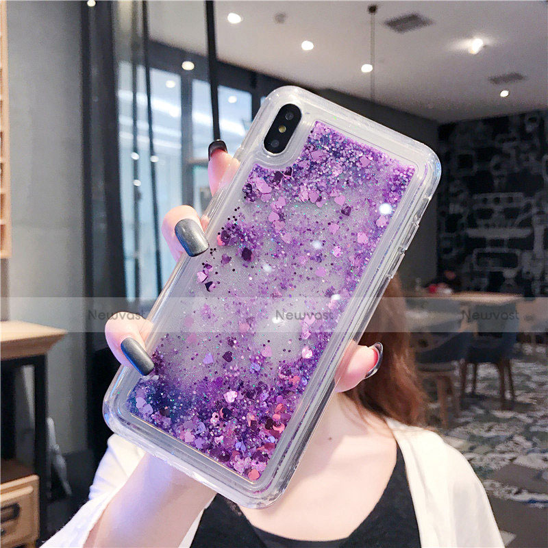 Ultra-thin Transparent Flowers Soft Case Cover T02 for Apple iPhone X Purple