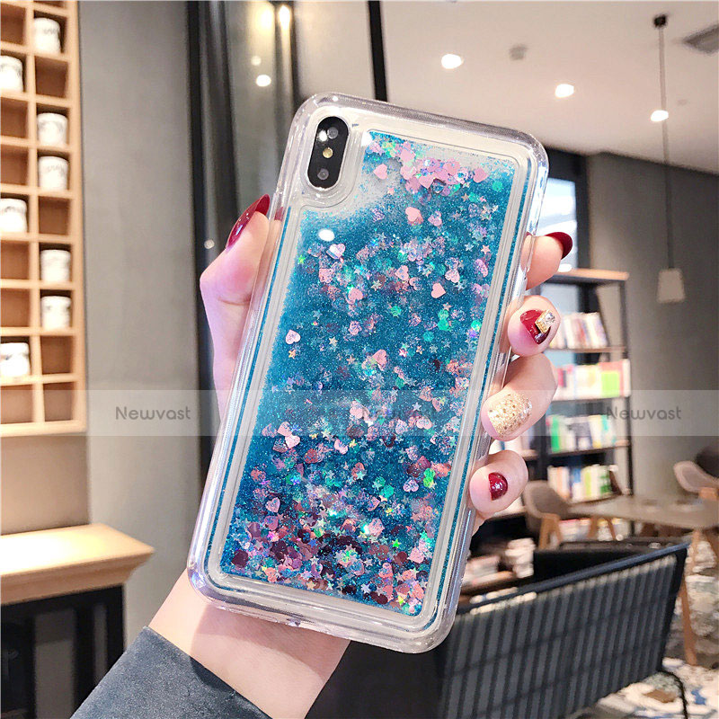 Ultra-thin Transparent Flowers Soft Case Cover T02 for Apple iPhone Xs Max Blue