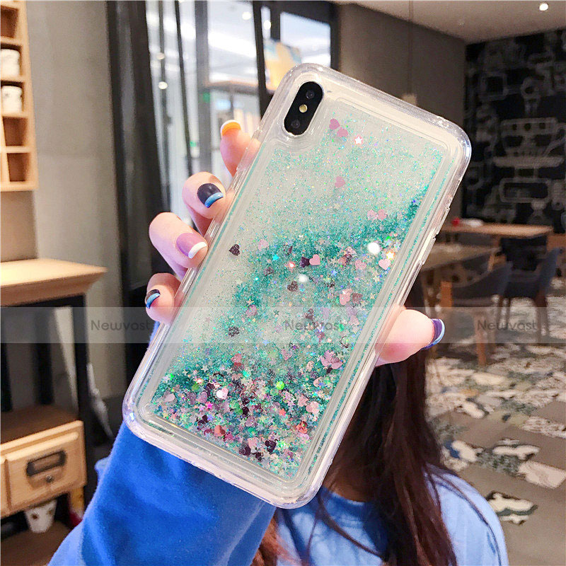 Ultra-thin Transparent Flowers Soft Case Cover T02 for Apple iPhone Xs Max Green